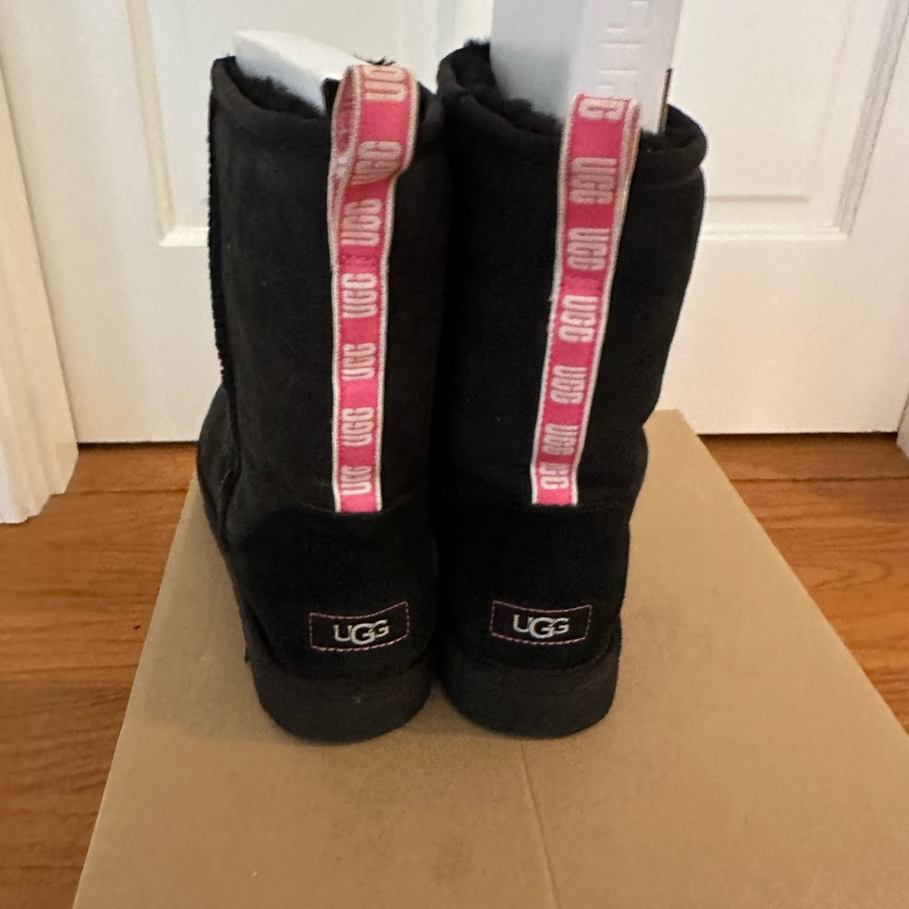 UGG Black Boots with Pink Accents